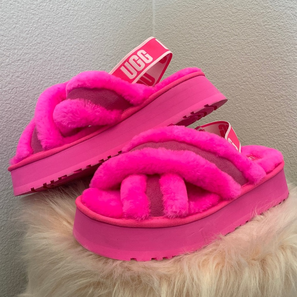 Pink UGG Disco Cross Slides